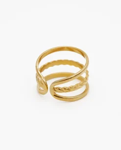 ANILLO LINE TWIST · ACERO BAÑO ORO