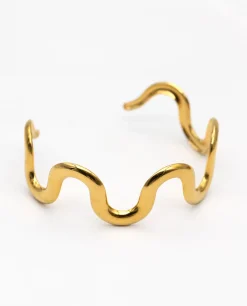 BRAZALETE WAVES · ACERO BAÑO ORO