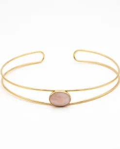 CHOKER ROSE QUARTZ · BAÑO ORO