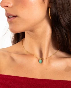 COLLAR SINGLE TURQUOISE · BAÑO ORO