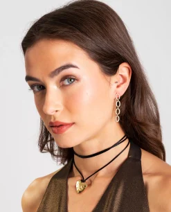 PENDIENTES DANGLE CHAIN · PLATA BAÑO ORO