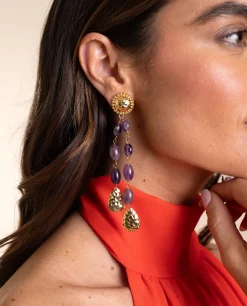 PENDIENTES DREAM DUO AMETHYST · BAÑO ORO