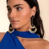 PENDIENTES GOLDSTONE · DORADO Y AZUL