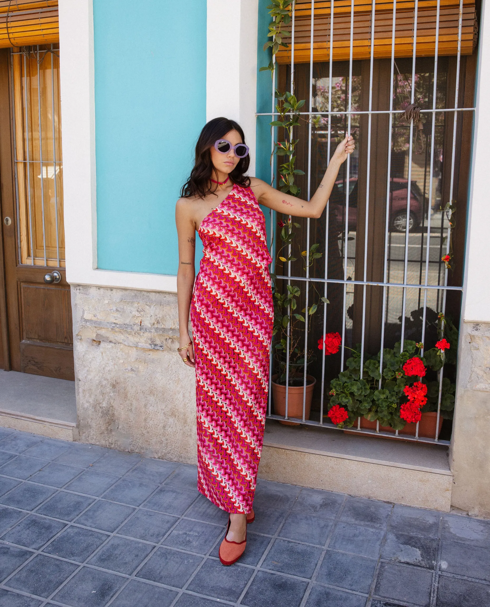 TOP MARIANA · ROJO Y FUCSIA