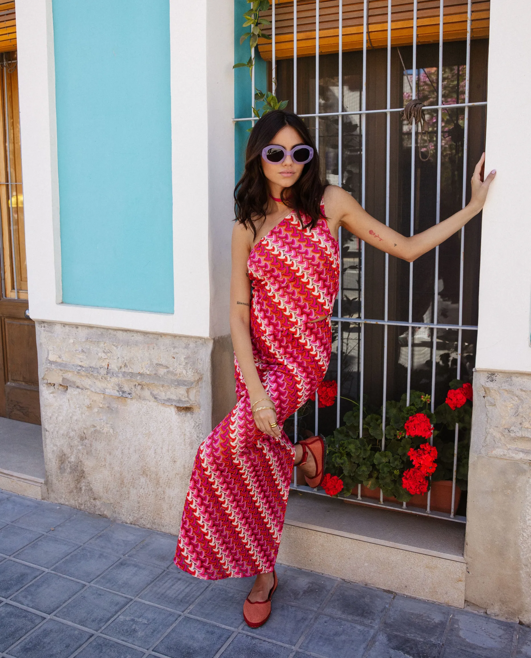 TOP MARIANA · ROJO Y FUCSIA