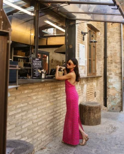 VESTIDO CASCAIS · FUCSIA Y BURDEOS