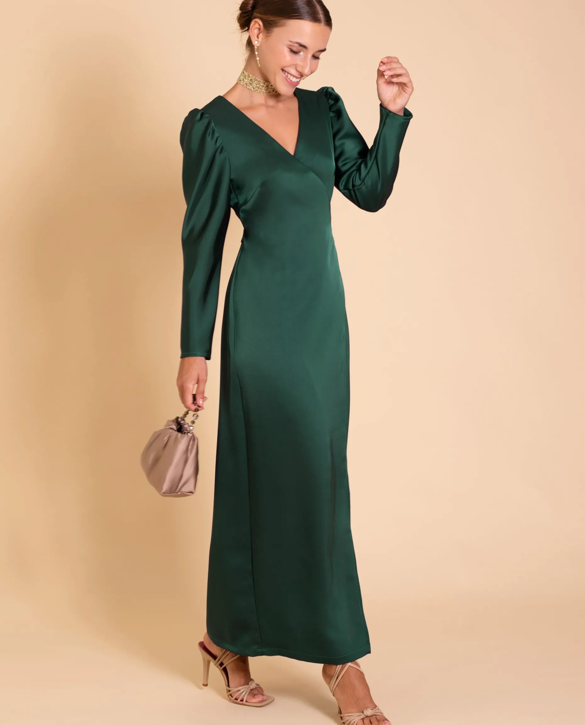 VESTIDO MRS. MONTOYA · VERDE BOTELLA