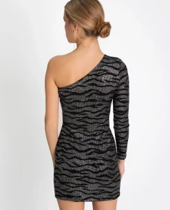 VESTIDO NIGHT LIGHTS · NEGRO Y PLATA