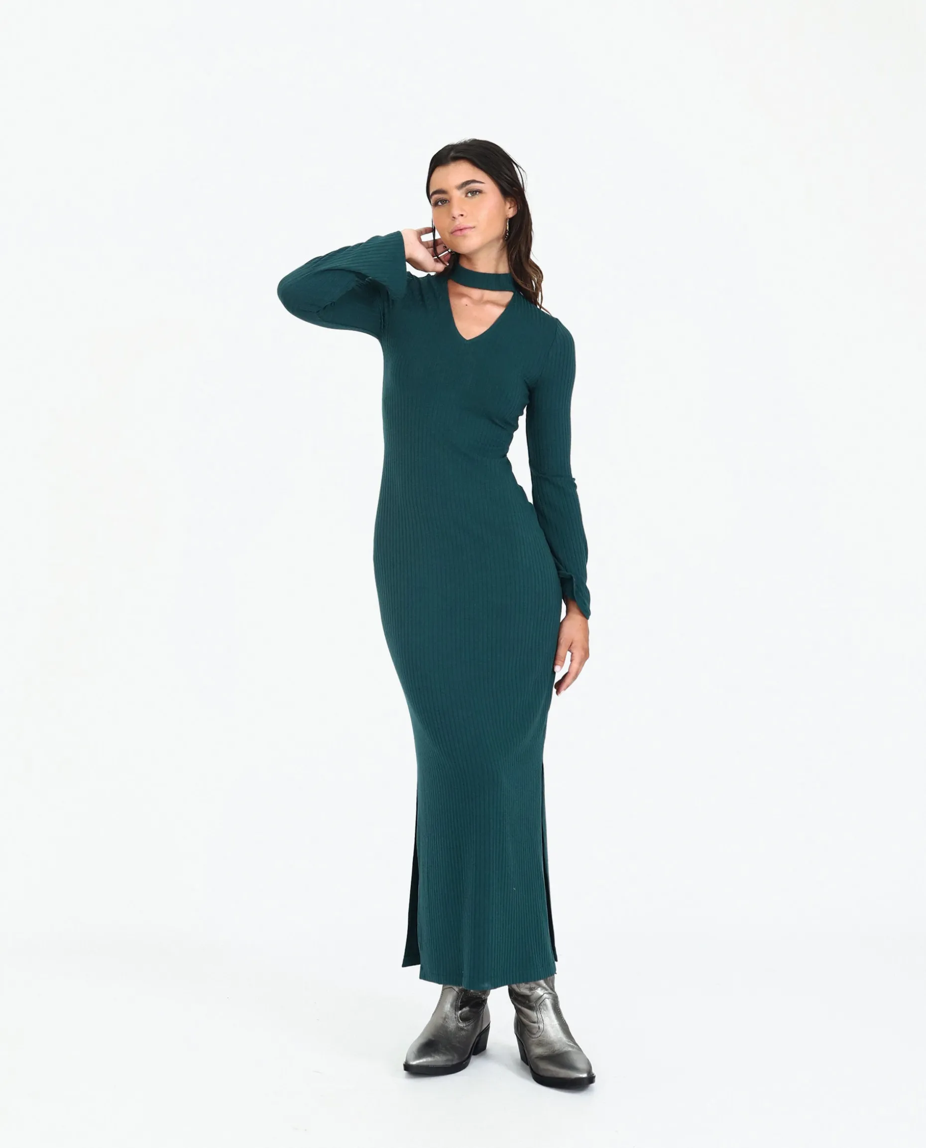 VESTIDO SKYLINES · VERDE BOTELLA